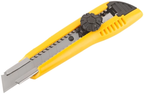 Нож технический 18 мм усиленный пластиковый, вращ.прижим фото 1