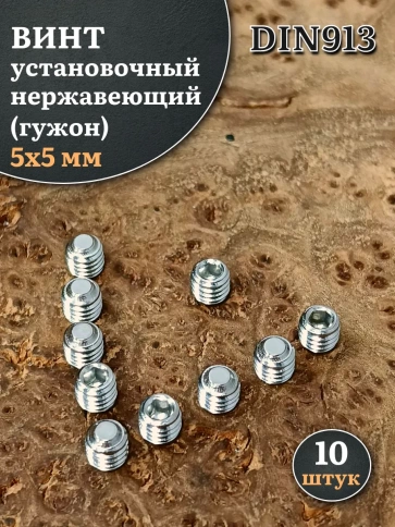 Винт установочный нержавеющий М5х5 DIN913 (гужон), 10 шт. фото 1