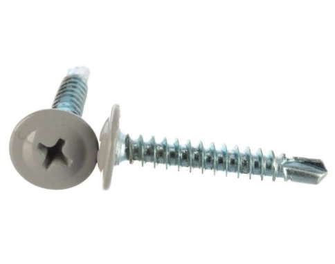 Саморез с прессшайбой, острый, 4,2х19 RAL7004 серый фото 1