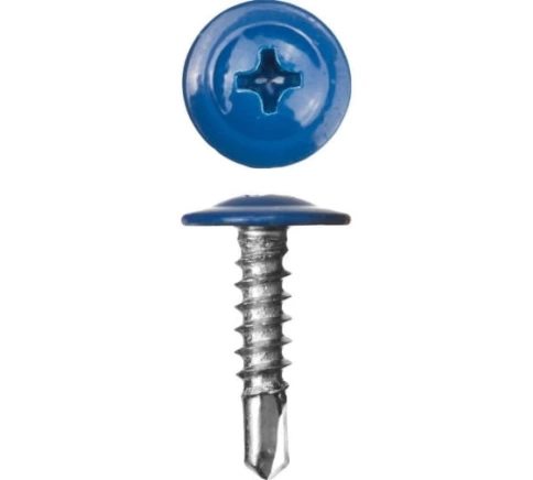 Саморез с прессшайбой, сверло, 4,2х16 RAL5005 фото 1