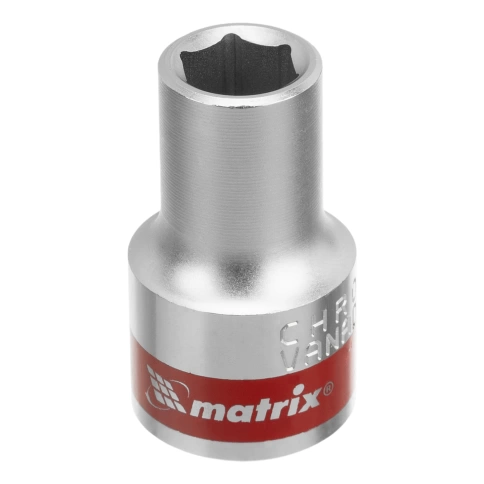 Головка торцевая хромированная 6-гранная 10 мм CrV под квадрат 1/2 Matrix фото 1