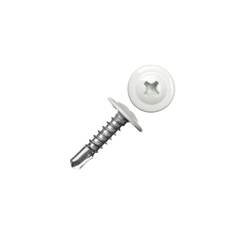 Саморез с прессшайбой, сверло, 4,2х13 RAL9003 белый фото 1
