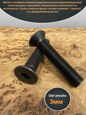Винт потайной под шестигранник 24х70 DIN7991 к.п.10.9, 2шт фото 3