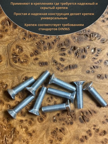 Винт потайной оцинкованный 5х20 DIN965, 50 шт. фото 4