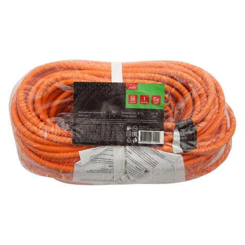 Удлинитель-шнур силовой, 30 м, 10А, 1 розетка, тип УХ10 Сибртех фото 4