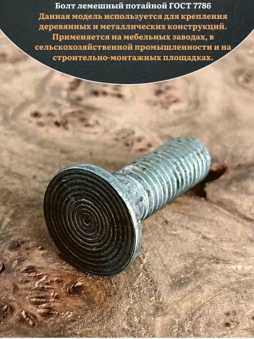 Болт лемешный высокопрочный потайной  М10х35 Гост 7786,10 шт фото 4