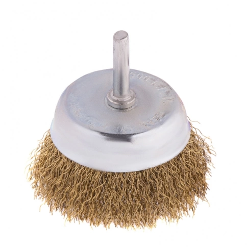 Щетка для дрели "чашка", со шпилькой, латунир.вит.проволока, Matrix фото 4