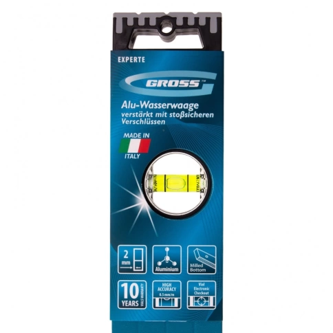 Уровень алюминиевый усиленный с ударопрочными заглушками 3 глазка рукоятки 1000 мм Gross фото 3