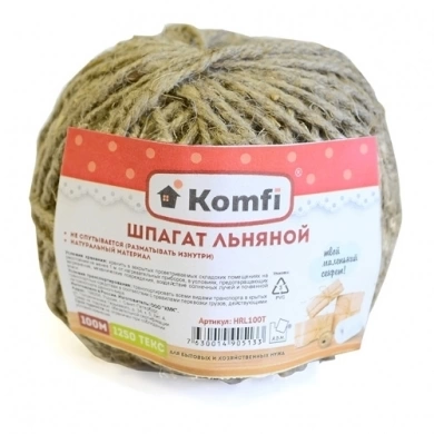 Шпагат льняной 100 м 1250 текс HRL100T Komfi фото 1