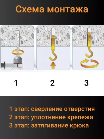 Анкерный болт с крюком 10х100 мм, 5 шт. фото 4