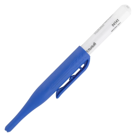 Маркер строительный перманентный тонкий, удлиненное перо, синий фото 1