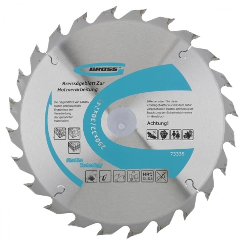 Диск пильный по дереву 250х32 мм 24 зуба + кольцо 32/30 мм Gross фото 1