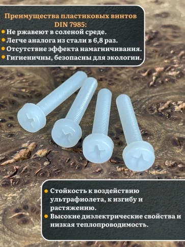 Винт полиамидный 5х30 мм DIN7985 (пластик), 4 шт. фото 3