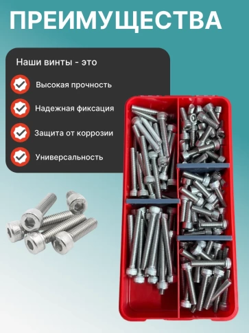Винты нержавеющие М6 DIN912 в органайзере НАБОР 1 фото 4