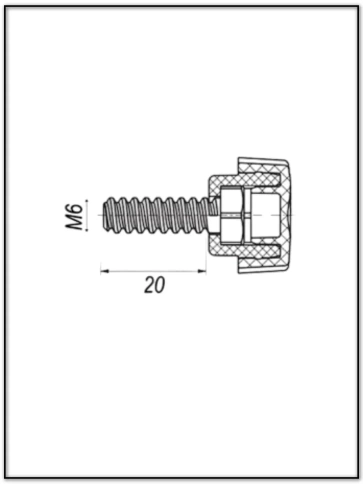 Ручка фиксатор барашек разборный d21 с болтом М6х20, 2 шт. фото 2