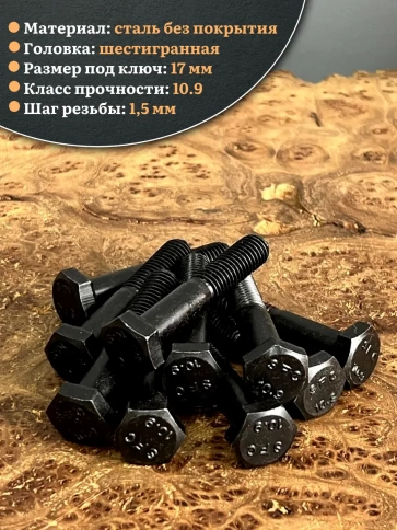 Болт высокопрочный чёрный 10х55 мм, к.п.10.9 DIN931,10 шт. фото 3